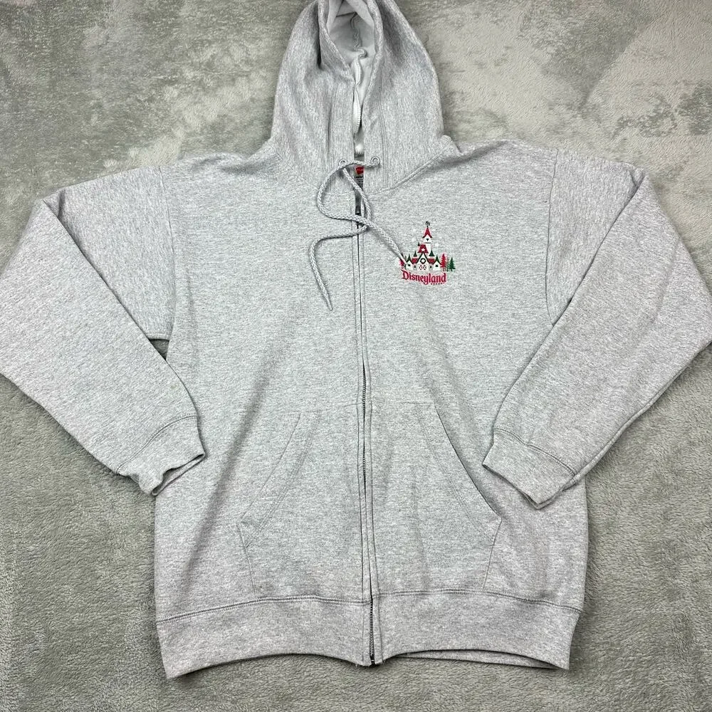 Disney Parks Zip Hoodie Unisex Medium Grey Excellent‎ 2019 Christmas Disneyland